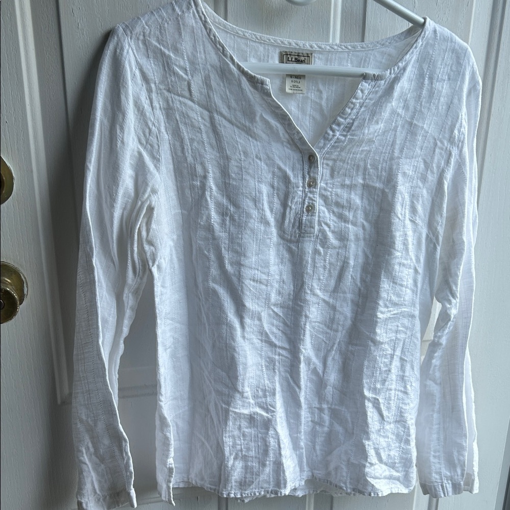 L.L. Bean White 100% linen